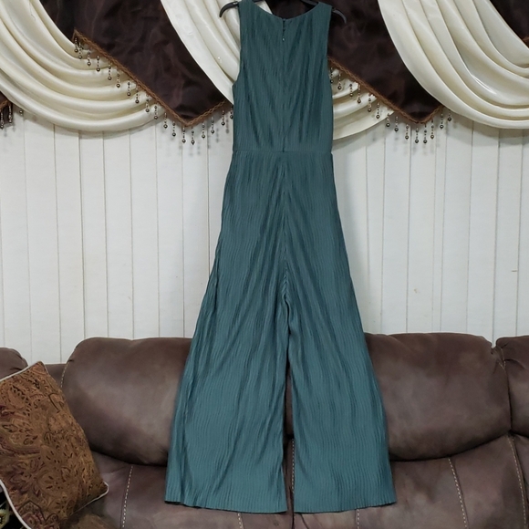 Anthropologie deep teal pleated jumpsuit - Picture 8 of 8